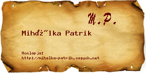 Mihálka Patrik névjegykártya